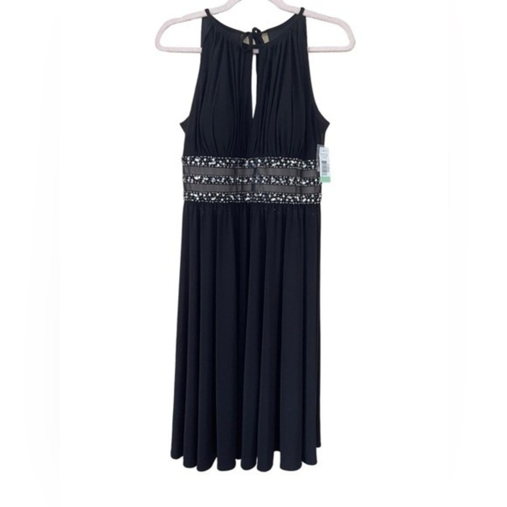 R&M Richards 8 Dress Halter Cocktail Black Sequin NWT
